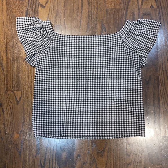 EXPRESS Black and White Checkered Blouse - LARGE - Picture 2 of 4